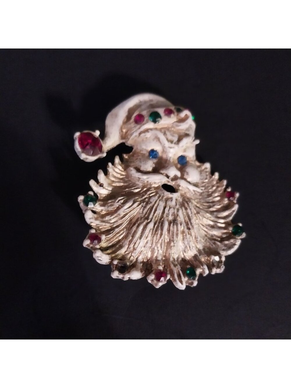 Vintage Santa Claus Brooch Pin Christmas Mid Century Enamel Rhinestones